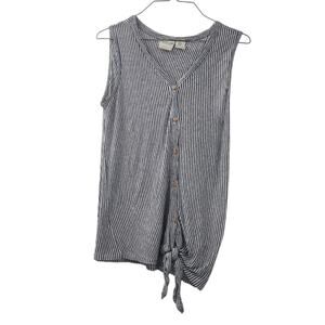 Rachel Zoe Blue Striped 100% Linen Sleeveless Tank Top Womens Size Medium M